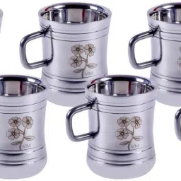 Pack of 6 Stainless Steel Tea & Coffee Cups| Double Wall Cup| Small Cute Cup Latest Stylish Design-image-75