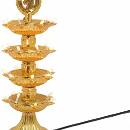 Golden OM Design Led Electric Diya Light(PACK OF 1) for Temple(LAYER 4) Table Lamp-image-42