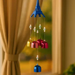 Eiffel Tower Wind Chime with Multicolor Hanging Bells Decorative Showpiece - 12 cm-image-4