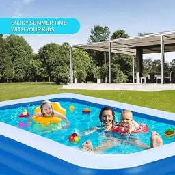 G Giant Bathtub 10 ft 3 Ring Inflatable Swimming Pool with Pump for Kids/Adults Inflatable Swimming Pool-44
