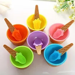 Plastic Candy Bowl Ice Cream Bowls with Spoons Wonderful Gifts Children Love Dessert Ice Cream-image-50