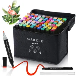Dual Tip Art Markers-48 48 PCS Bullet and Calligraphy Alcohol Ink Marker Nib Nib Sketch Pens-27