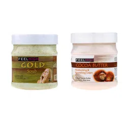 FEELHIGH Set of Gold Scrub & Cocoa Butter Moisturizing Cream - 500 ml Each-11