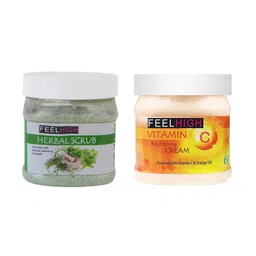 FEELHIGH Set Of 2 Herbal Scrub & Vitamin C Cream-500ml Each-49
