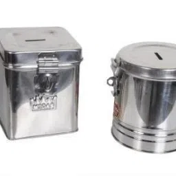Steel Round &,Squre shape Money Bank Piggy Banks Antique Coin Bank Box Money Organiser Gullak Coin/Money box/coin box Case Gift Item Coin Bank 1 (Silver) Coin Bank (Silver) Coin Bank (Silver) Coin Bank-image-23