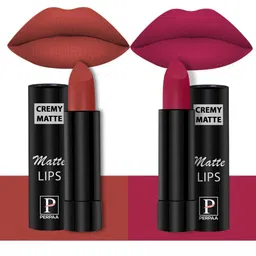PERPAA Set Of 2 Creamy Matte Bullet Lipstick - 3.5g Each - Red Bloom 55 - Ruby Magenta 84-27
