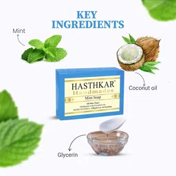 Hasthkar Set of 5 Mint Handmade Soaps for All Skin Types - 125 g Each image 5