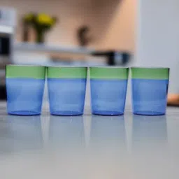 borotech Spectrum Glow Borosilicate Glass Tumblers - Blue-Green - Handcrafted Colored Drinkware Set of 4 (310ml)-picture-13