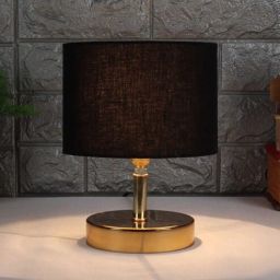 new era Amalia Black Cottan Fabric Shade Night Lamp With Metal Base-picture-6