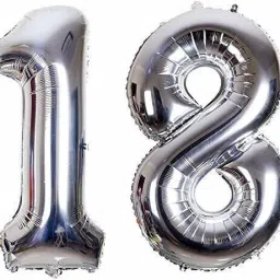 Solid 32" Inch Number Foil Balloon Helium Quality -(Pack of 2 Unit) (Silver-18) Balloon-image-78