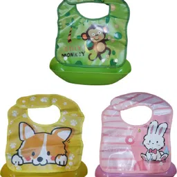 little monkeys Silicon Bib with Pocket Waterproof Adjustable Feeding Bibs for weaning Babies-picture-6