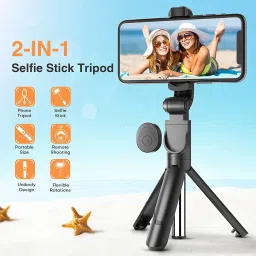 BOPUD Bluetooth Selfie Stick Making Reels Blog Videos and Tripod Stand mobile holder Monopod, Monopod Kit, Tripod, Tripod Kit image 2