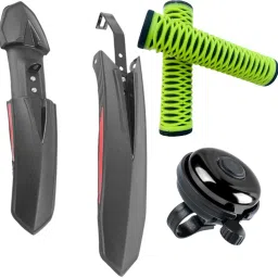 Bicycle Front & Rear Metal Fitting Mudguard With Cycle Handlebar Grip & Bell Full Length Front & Rear Fender-17