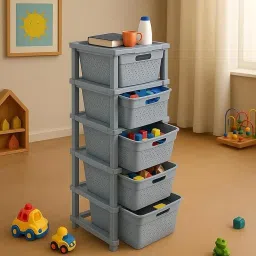 5-Tier Plastic Storage Organizer/Modular Plastic Drawer for Home/Office/Hospital Plastic Kitchen Trolley-image-39