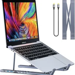 5OUND LIFE Multi-Angle Tabletop Stand Foldable & Portable, Inbuilt Type C Docking Station Comparable With 65W Power Laptop Stand-26