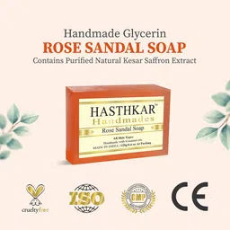 Hasthkar Set of 5 Handmade Rose Sandal Soap with Glycerin & Coconut Oil - 125 g Each image 5
