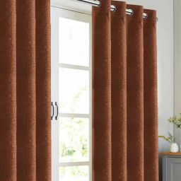 saral home Brown Solid Cotton 9 Ft Light Filering Eyelet Door Curtains (Set of 2)-picture-42