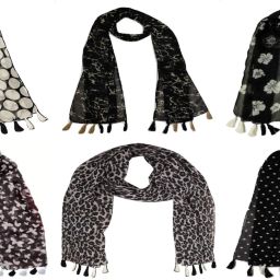 Printed Chiffon Women Black Scarf, Stole, Fancy Scarf-image-15