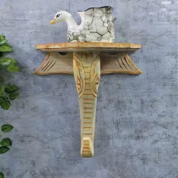 disoo fashions Hand Carved Natural Finish Wooden Elephant Trunk Floating Shelf by Disoo Fashion-picture-40