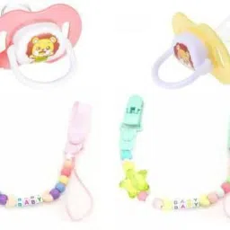Baby Silicone Pacifier Clip with Chain for Baby Teething Soother (Pack of 2) Soother-33