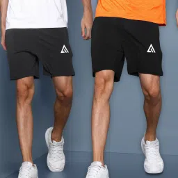 Pack of 2 Solid Men Black, Dark Grey Basic Shorts, Beach Shorts, Baggy Shorts, Gym Shorts, Cycling Shorts-image-43