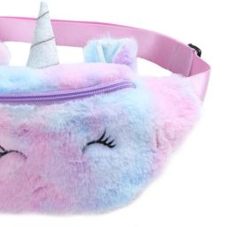 okji enterprises Unicorn Fur Plush Fuzzy waist bag & Furr pen Fanny Pack Waist Bag Cute Bum Bag for Kids Girls Waist bag-11