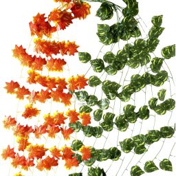 Money Plant vine for home office Decoration(1 pair of 2 colour),7ft Length Artificial Plant-image-56
