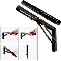 generic SMARAN Folding Shelf Brackets - Heavy Duty Metal Collapsible Shelf Bracket for Bench Table, Shelf Hinge Wall Mounted Space Saving DIY Bracket 1 Pair (Folding Shelf Brackets 20CM) image 2