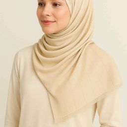 Solid Pure Cotton Women Beige Stole-image-46