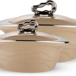 Zinna inner steel outer plastic serving casserole set of 2 Pack of 2 Serve Casserole Set-14