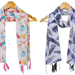 mss fashion Printed Chiffon Women Multicolor Stole, Scarf, Fancy Scarf-picture-10