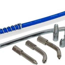 Multi Purpose Use Grease Gun Round Nozzles & 12inch Blue Pipe Set 8 Pieces Manual Pump-10