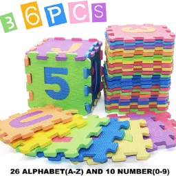 kidzfun 36 Pieces of Learning Alphabets Mats for Kids/Brain Developing Educational Interlocking Puzzle/Alphabet & Numbers Puzzle Foam Mat for Kids, Boy, Girls Toddlers / (Mini Multi-Color Puzzle) image 5