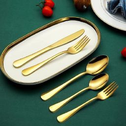 Luxury Golden Steel Flatware Set Spoon, Fork &Knife cutlery set for dining table Stainless Steel Cutlery Set-image-16