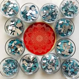 ranuja 12 Shape Mirror kit Craft Work,SAREE (1200PCS, 100 PCS of Each Shape)+ GLUE image 3