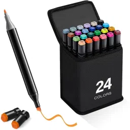 24 Pcs Dual Tip Alcohol Markers With Base Vibrant Colors for Artists, Crafters-2