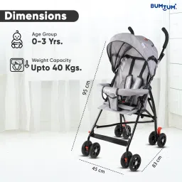 bumtum Baby Slim Trim Stroller/Pram For 6 to 36 Months, Reclining backrest For Kids Stroller image 4