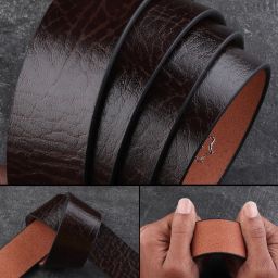Men Formal Brown Genuine Leather Belt-image-75