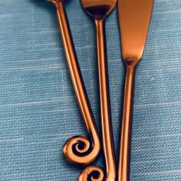 Twist handle cutlery set of 3 (1 Butter knife, 1 Tea/Dessert spoon, 1 Fruit Fork)) Copper, Stainless Steel Cutlery Set-12