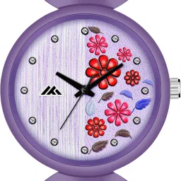 Unique Colorful Flower Design Dial Slim Silicone Belt Analog Watch - For Girls G-19-39
