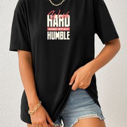 szn Women Printed Round Neck Polycotton Black T-Shirt-picture-13