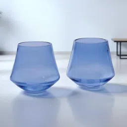borotech Celestia Harmony Borosilicate Whiskey Glass Set of 2 Light Blue Glasses-picture-6