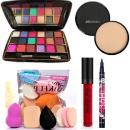 18COLOR EYESHADOW WITH COMPACT LIQUID LIPSTICK EYELINER & BLENDER PUFF-image-7