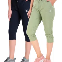 Sporty Women’s Capri Leggings Perfect for Workouts & Outdoor Fun Women Dark Blue, Light Green Capri-picture-16