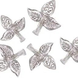 Silver (98% Purity) Holy & Sacred BelPatra 5pc For Pooja And Offer To Lord Shiva Decorative Showpiece - 3.5 cm-image-34