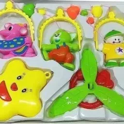 jvts Cuddle Cot Cradle Musical Rattle 6 Pc Set Rattle (Multicolor) Rattle image 4