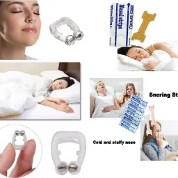 1 Pc Silicone Magnetic Anti Snoring Nose clip (and) 10Pc Anti Snoring Patches Anti-snoring Device-0