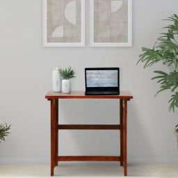 woodsworth from pepperfry Bern Sheesham Wood Foldable Study Table in Scratch Resistant Honey Oak Finish-picture-5