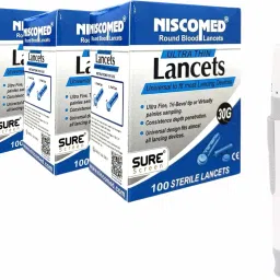 NISCOMED Premium Quality Lancing Device Pen With 300 Round Glucometer Blood Lancets. Glucometer Lancets-picture-18