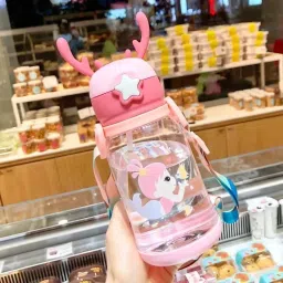 Deer Horn Multi Design Cute Mix Cartoon Sipper school Bottle for Kids with Strap 600 ml-image-42